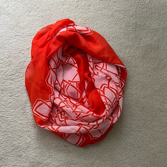 Orange and Pink Geometric Print Infinity Scarf - Picture 2 of 4